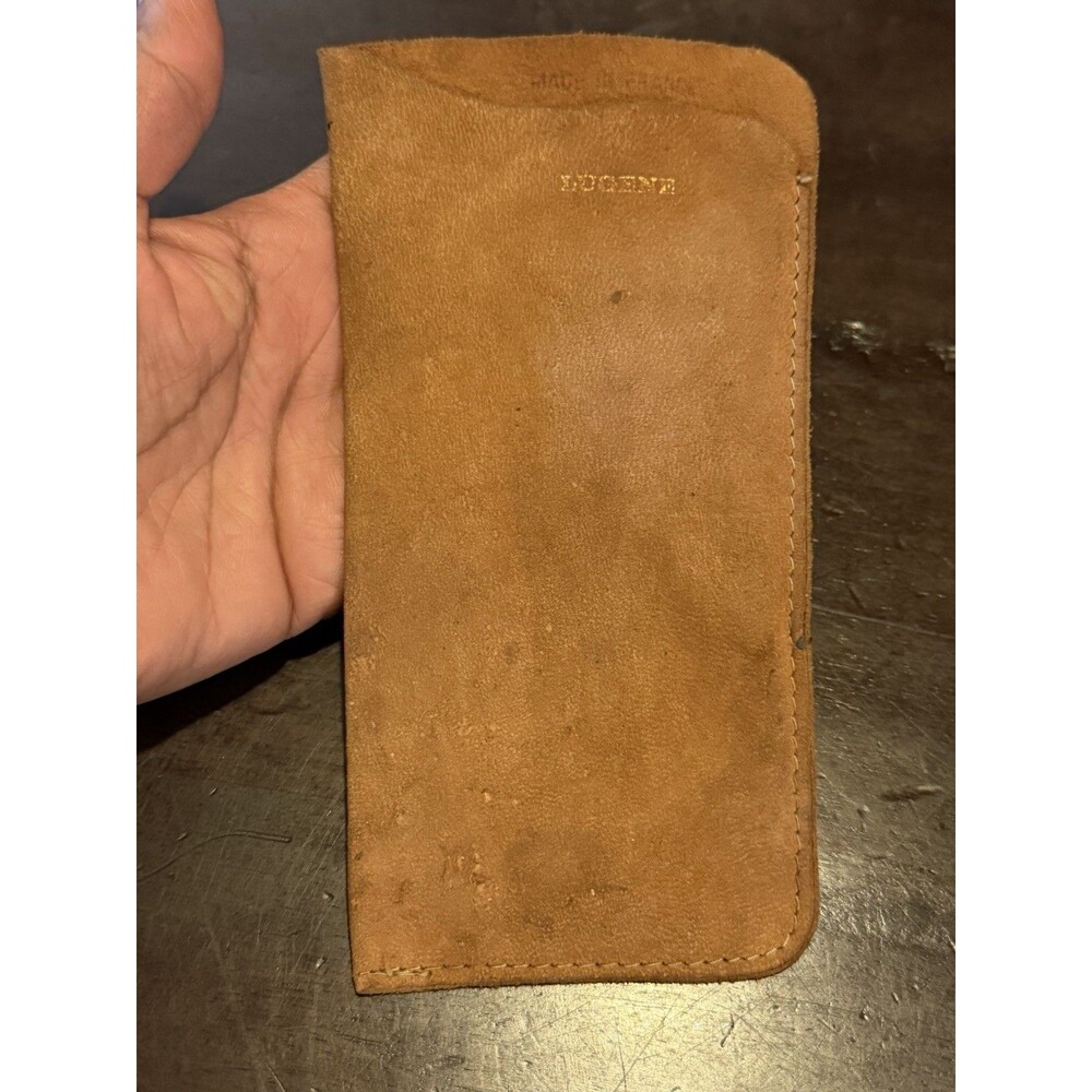 Vintage LUGENE tan Leather Soft Pouch for Glasses/Sunglasses Case